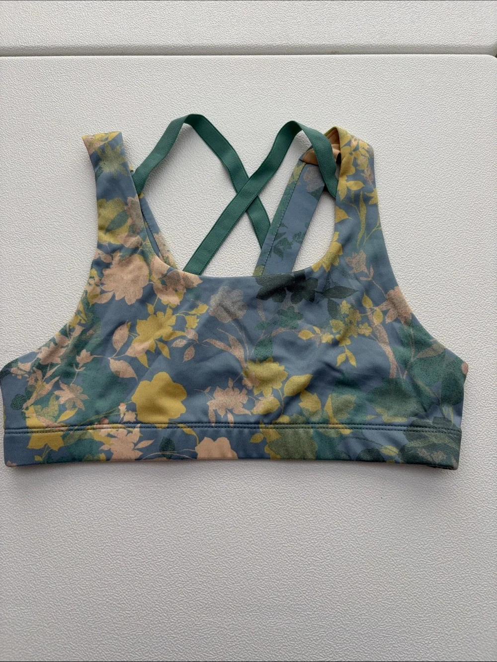 Old Navy Floral Crossback Sports Bra in Blue, Green & Yellow